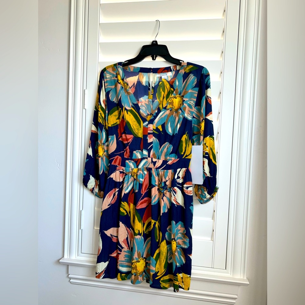 O’Neill blue print long sleeve dress size s